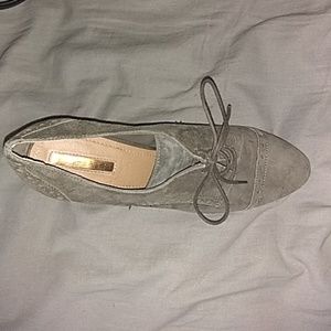 Gray, suede heels